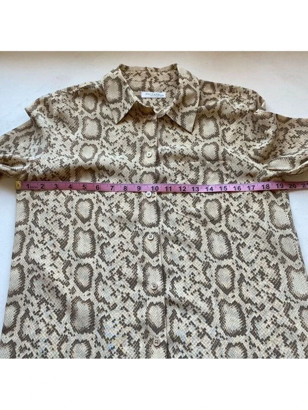Designer Equipment Femme 100% Silk Keira Tan Snakeskin Print Blouse M